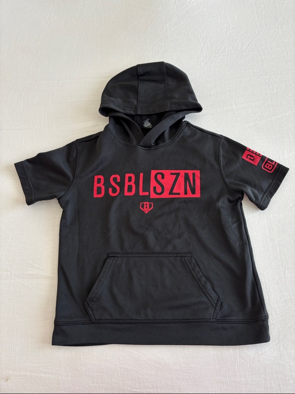 Black & Red BSBL SZN Kids Short-Sleeve Hoodie